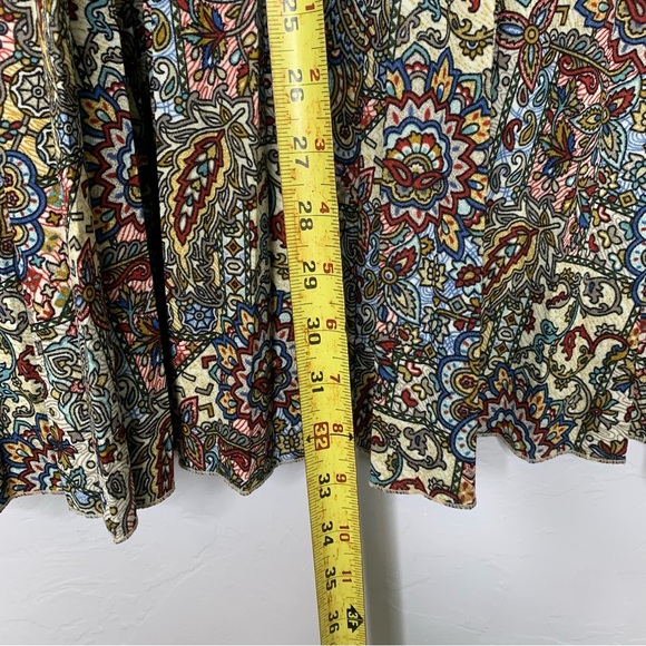 Lark+Gray Red and Green A-line Midi Skirt with Pleated Tie Front Size Small - Picture 8 of 9